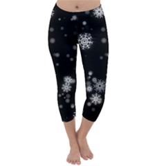 Christmas Snow Edge, Lights Capri Winter Leggings 