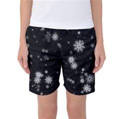 Christmas Snow Edge, Lights Women s Basketball Shorts by kyorashop23