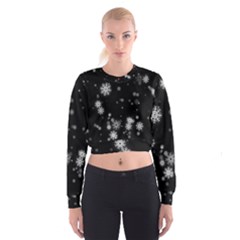 Christmas Snow Edge, Lights Cropped Sweatshirt