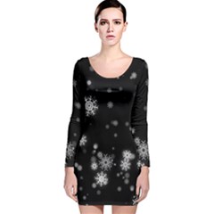 Christmas Snow Edge, Lights Long Sleeve Velvet Bodycon Dress