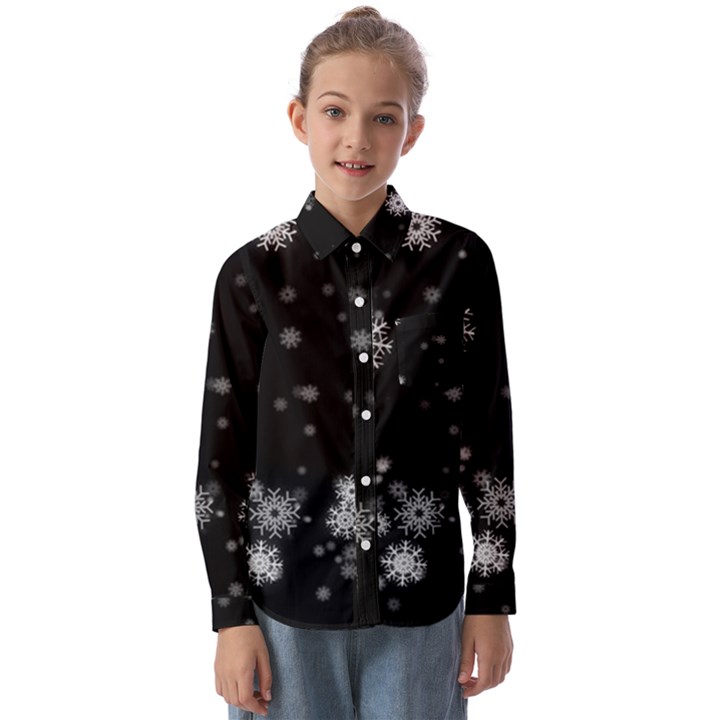 Christmas Snow Edge, Lights Kids  Long Sleeve Shirt