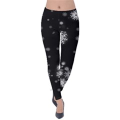 Christmas Snow Edge, Lights Velvet Leggings