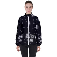 Christmas Snow Edge, Lights Women s High Neck Windbreaker by kyorashop23