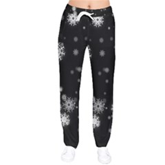 Christmas Snow Edge, Lights Women Velvet Drawstring Pants