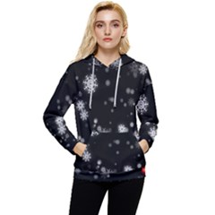 Christmas Snow Edge, Lights Women s Lightweight Drawstring Hoodie