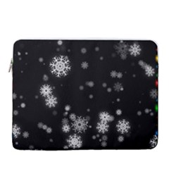 Christmas Snow Edge, Lights 15  Vertical Laptop Sleeve Case With Pocket by kyorashop23