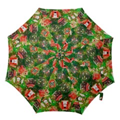 Christmas Ugly Sweater, Adoxali, Christmas, December, Santa Hook Handle Umbrellas (small) by kyorashop23