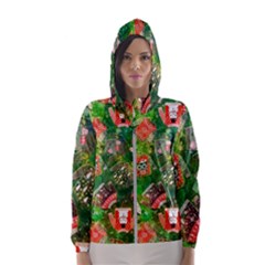 Christmas Ugly Sweater, Adoxali, Christmas, December, Santa Women s Hooded Windbreaker