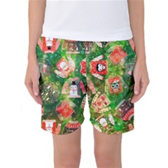 Christmas Ugly Sweater, Adoxali, Christmas, December, Santa Women s Basketball Shorts by kyorashop23