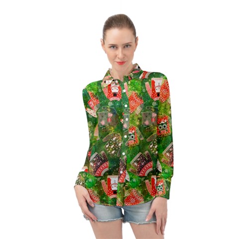 Christmas Ugly Sweater, Adoxali, Christmas, December, Santa Long Sleeve Chiffon Shirt by kyorashop23