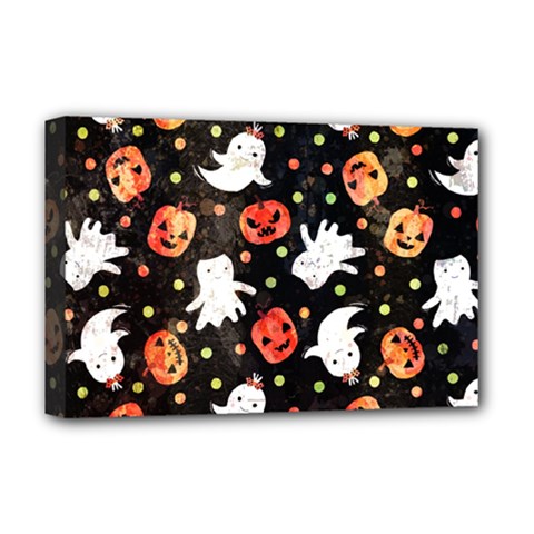 Cool Halloween Ghosts, Adoxali, Autumn Deluxe Canvas 18  X 12  (stretched) by kyorashop23