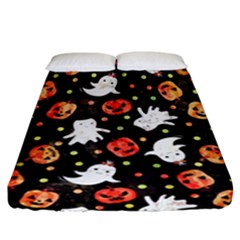 Cool Halloween Ghosts, Adoxali, Autumn Fitted Sheet (california King Size) by kyorashop23