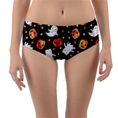 Cool Halloween Ghosts, Adoxali, Autumn Reversible Mid-waist Bikini Bottoms by kyorashop23