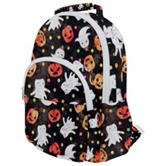 Cool Halloween Ghosts, Adoxali, Autumn Rounded Multi Pocket Backpack by kyorashop23