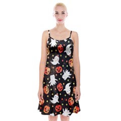 Cool Halloween Ghosts, Adoxali, Autumn Spaghetti Strap Velvet Dress