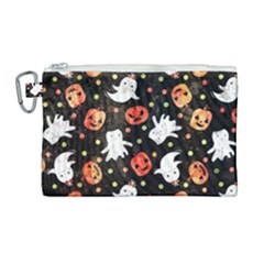 Cool Halloween Ghosts, Adoxali, Autumn Canvas Cosmetic Bag (large) by kyorashop23