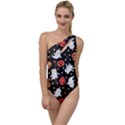 Cool Halloween Ghosts, Adoxali, Autumn To One Side Swimsuit View1