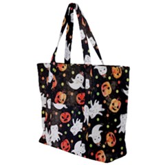 Cool Halloween Ghosts, Adoxali, Autumn Zip Up Canvas Bag