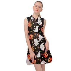 Cool Halloween Ghosts, Adoxali, Autumn Sleeveless Shirt Dress by kyorashop23