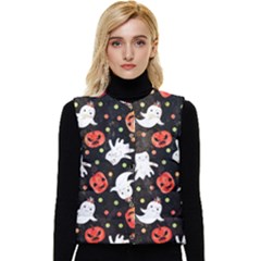 Cool Halloween Ghosts, Adoxali, Autumn Women s Button Up Puffer Vest