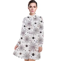 Creepy Spider Design, Adoxali, Halloween Long Sleeve Chiffon Shirt Dress