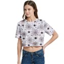 Creepy Spider Design, Adoxali, Halloween Women s Round Neck Short Sleeve Crop Top View2