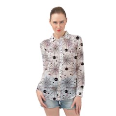 Creepy Spider Design, Adoxali, Halloween Long Sleeve Chiffon Shirt