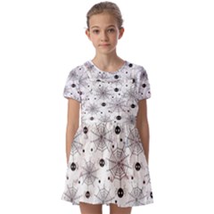 Creepy Spider Design, Adoxali, Halloween Kids  Short Sleeve Pinafore Style Dress by kyorashop23