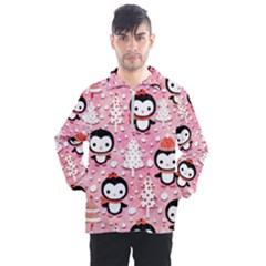 Cute Penguin Pattern, Adoxali, Christmas, December Men s Half Zip Pullover