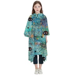 Cute Spiders Pattern, Adoxali, Halloween Kids  Hooded Rain Ponchos