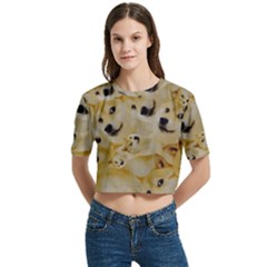 Doge , Memes Women s Round Neck Short Sleeve Crop Top by kyorashop23