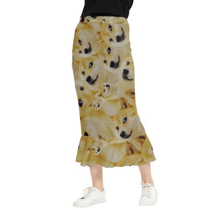 Doge , Memes Maxi Fishtail Chiffon Skirt