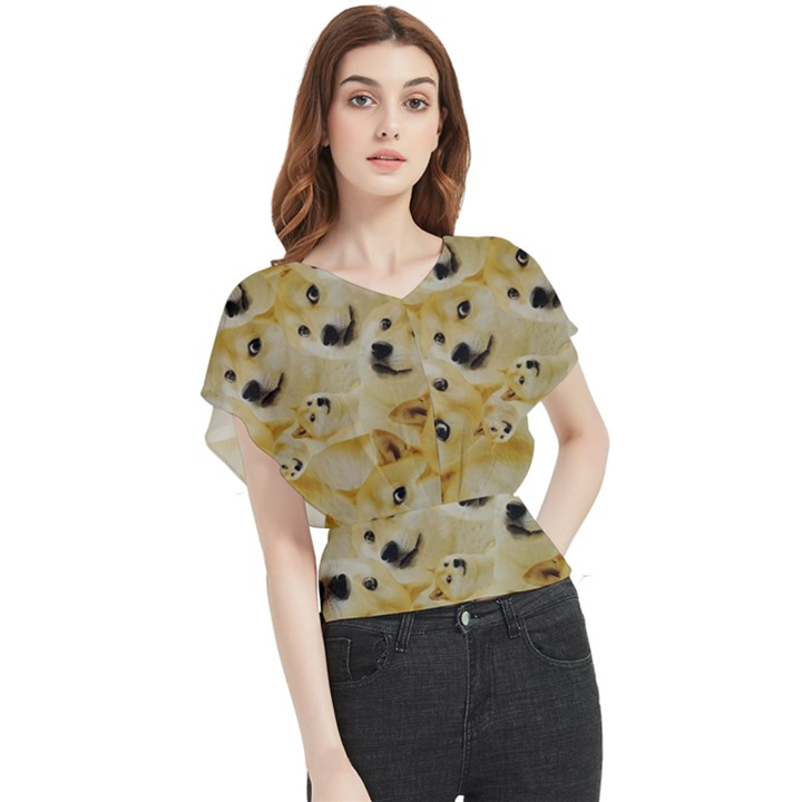 Doge , Memes Butterfly Chiffon Blouse