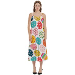 Easter Eggs Pattern, Easter Casual Spaghetti Strap Midi Dress