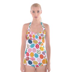 Easter Eggs Pattern, Easter Boyleg Halter Swimsuit 