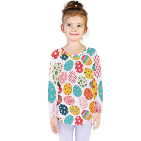 Easter Eggs Pattern, Easter Kids  Long Sleeve T-shirt by kyorashop23