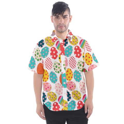 Easter Eggs Pattern, Easter Men s Short Sleeve Shirt by kyorashop23