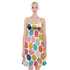 Easter Eggs Pattern, Easter Spaghetti Strap Velvet Dress