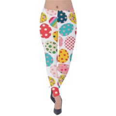 Easter Eggs Pattern, Easter Velvet Leggings