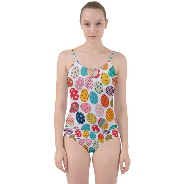 Easter Eggs Pattern, Easter Cut Out Top Tankini Set