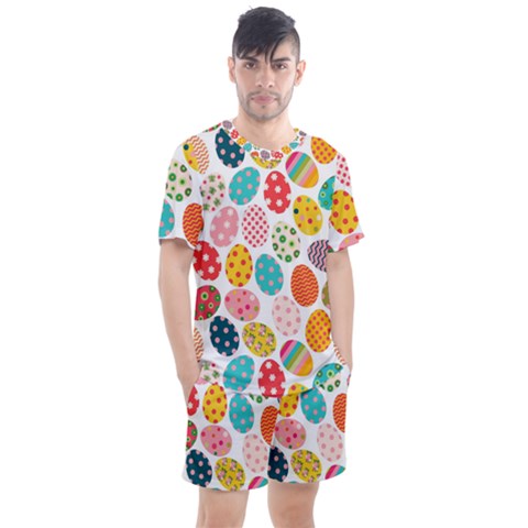 Easter Eggs Pattern, Easter Men s Mesh T-shirt And Shorts Set by kyorashop23