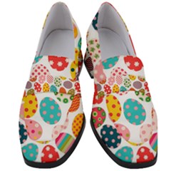 Easter Eggs Pattern, Easter Women s Chunky Heel Loafers by kyorashop23