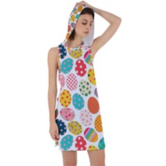 Easter Eggs Pattern, Easter Racer Back Hoodie Dress