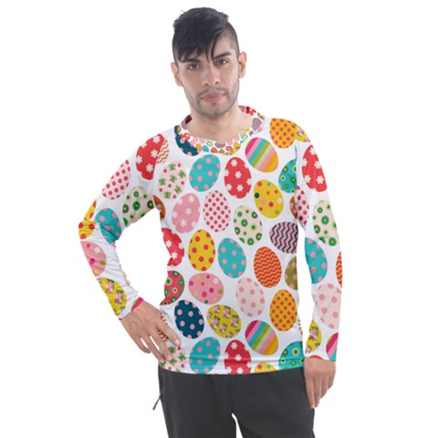 Easter Eggs Pattern, Easter Men s Pique Long Sleeve T-shirt by kyorashop23