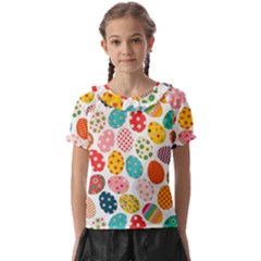 Easter Eggs Pattern, Easter Kids  Frill Chiffon Blouse by kyorashop23