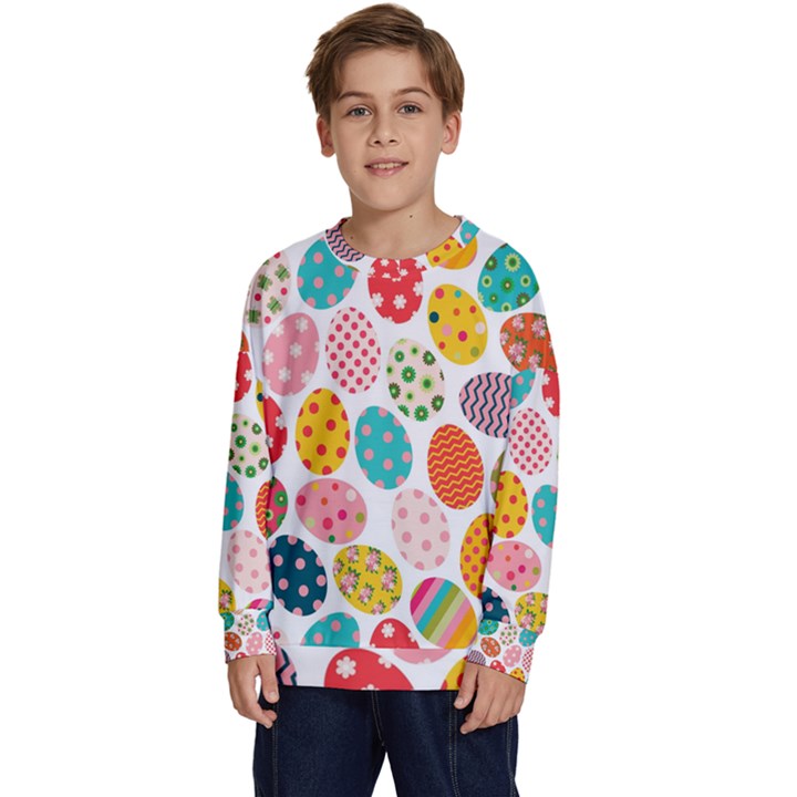 Easter Eggs Pattern, Easter Kids  Crewneck Sweatshirt