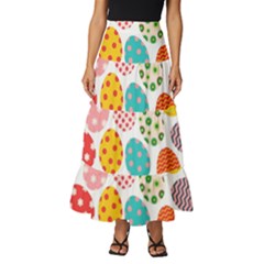 Easter Eggs Pattern, Easter Tiered Ruffle Maxi Skirt