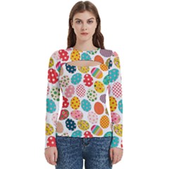 Easter Eggs Pattern, Easter Women s Cut Out Long Sleeve T-shirt by kyorashop23