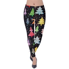 Fun Christmas Trees Velvet Leggings