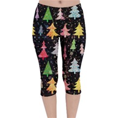 Fun Christmas Trees Velvet Capri Leggings  by kyorashop23